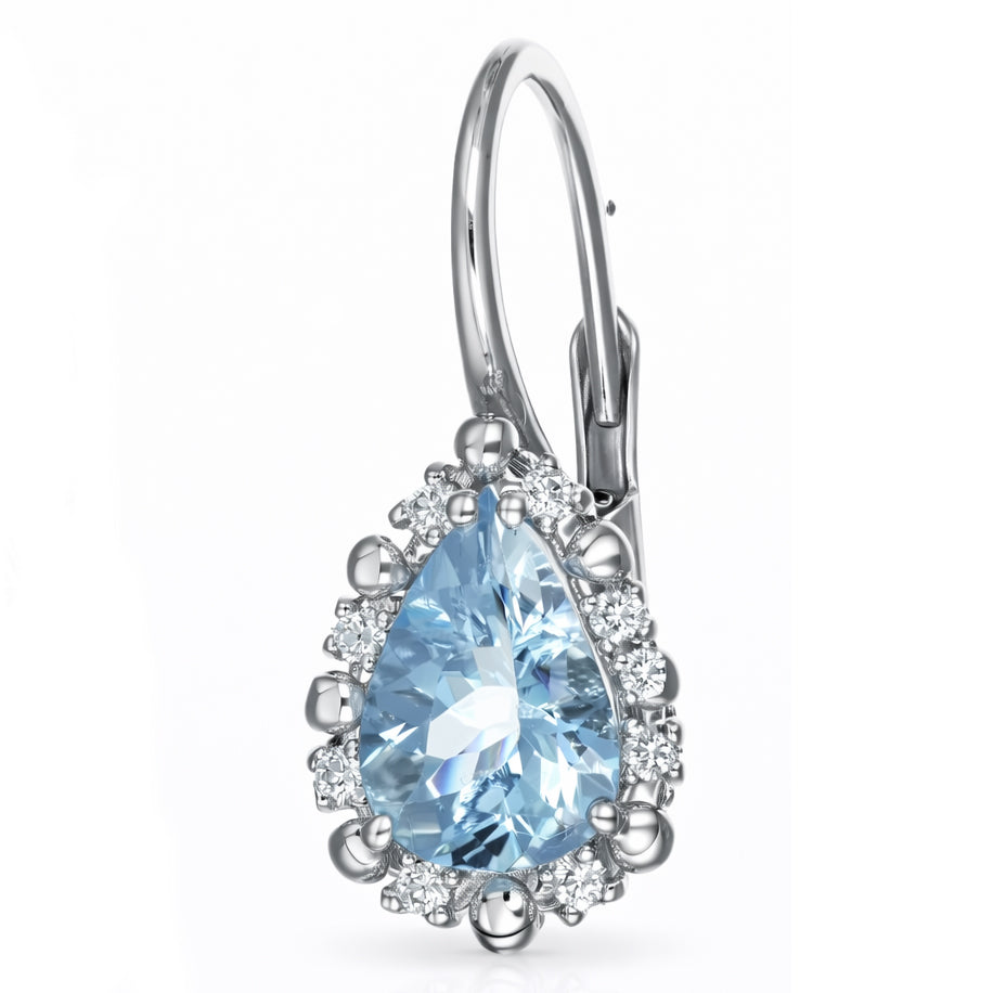 Orecchini - 18 carati Oro bianco - 1.66ct. tw. Acquamarina - Diamante