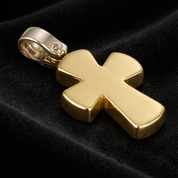 Ciondolo unisex in oro giallo 18 carati a forma di croce