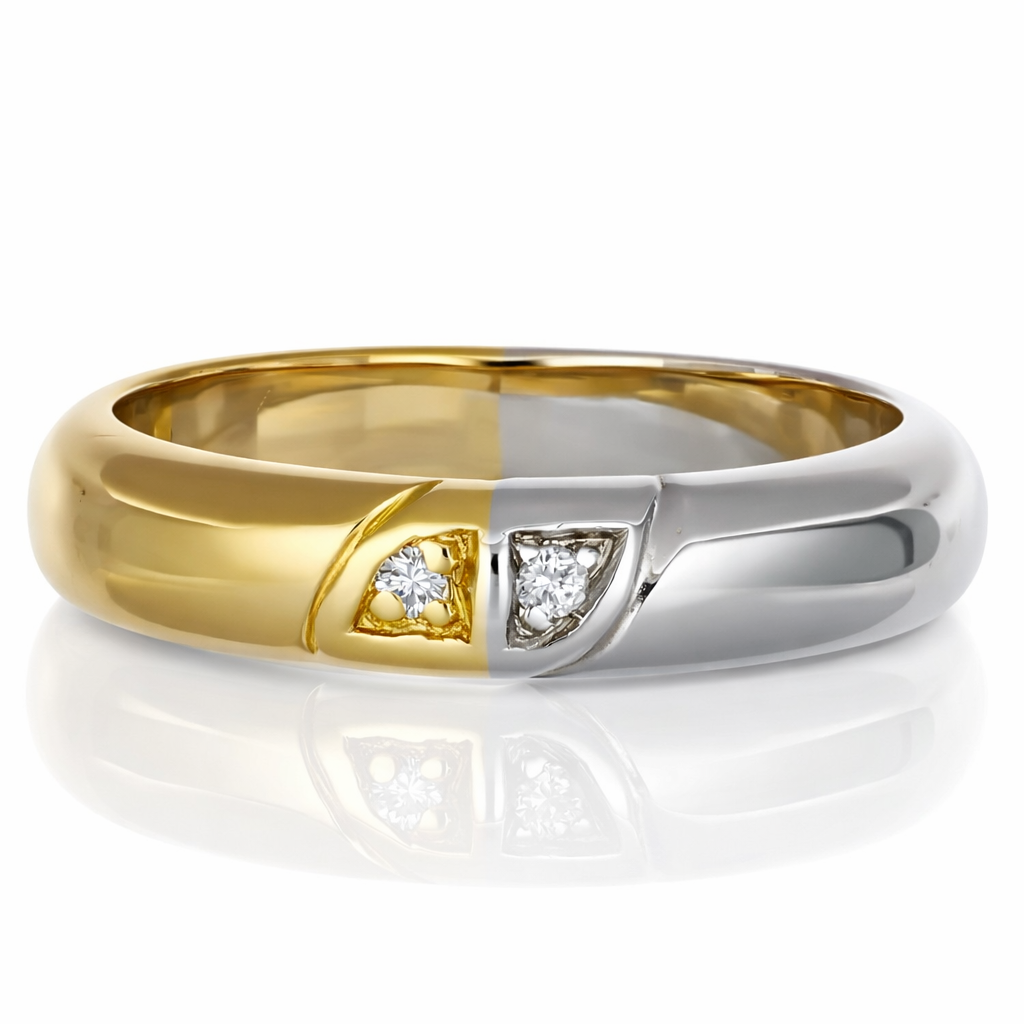Anello - 18 carati Oro bianco, Oro giallo - 0.05ct. tw. Diamante (Naturale)