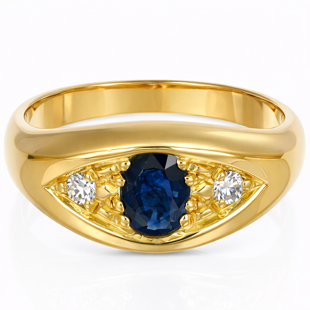 Anello - 18 carati Oro giallo - 0.58ct. tw. Zaffiro - Diamante