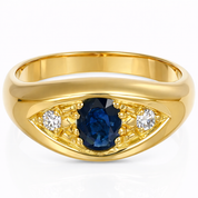 Anello - 18 carati Oro giallo - 0.58ct. tw. Zaffiro - Diamante