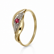 Anello in Oro Giallo, Oro Bianco 14 carati - Rubino