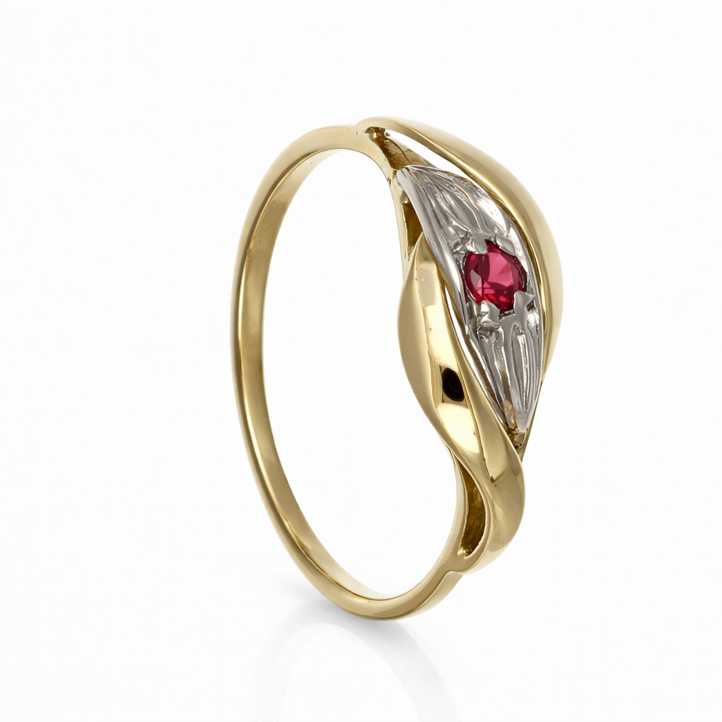 Anello in Oro Giallo, Oro Bianco 14 carati - Rubino