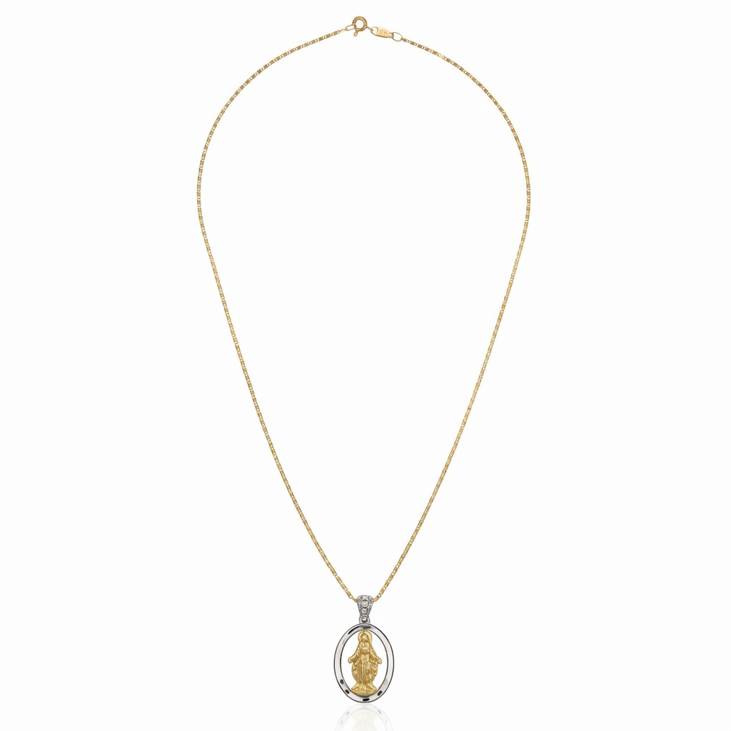 Collana con ciondolo - 18 carati Oro bianco, Oro giallo - 0.05ct. tw. Diamante (Naturale)