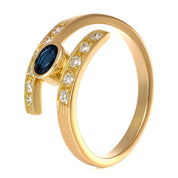 Anello - 18 carati Oro giallo - 0.41ct. tw. Zaffiro - Diamante