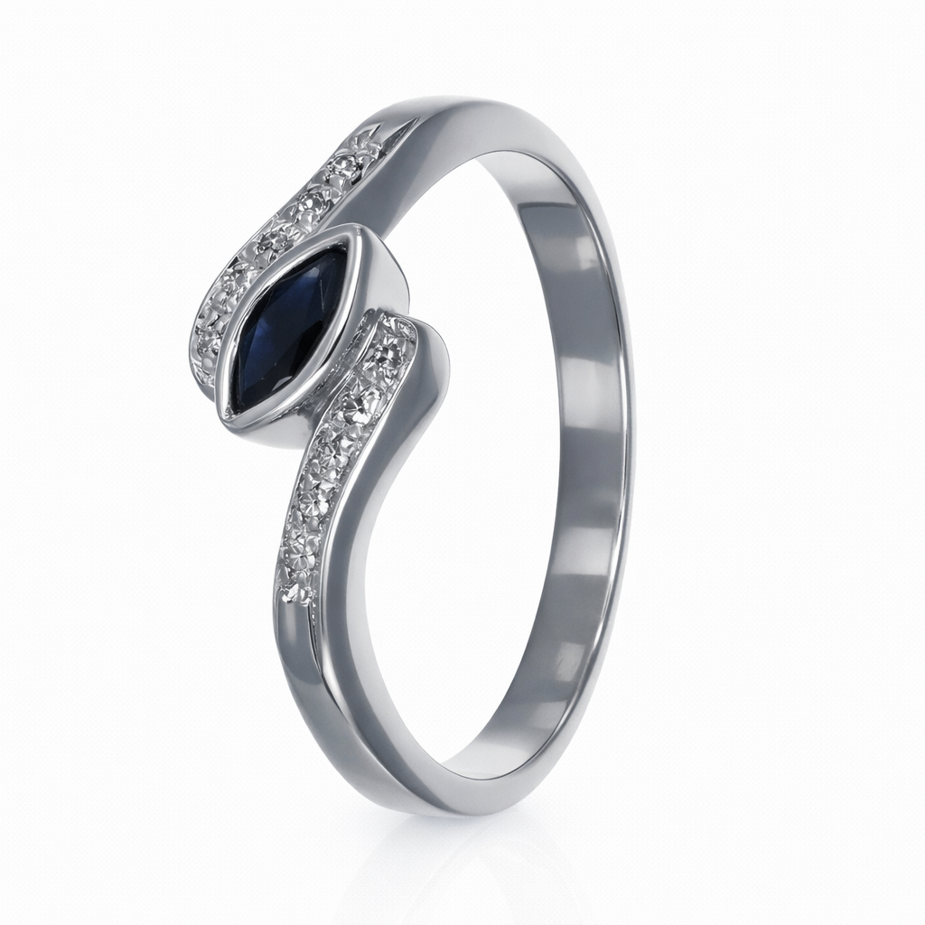 Anello - 18 carati Oro  Bianco - 0.50ct. tw. Zaffiro - Diamante