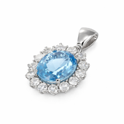 Ciondolo - 18 carati Oro bianco - 1.30ct. tw. Topazio - Diamante