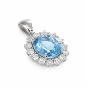 Ciondolo - 18 carati Oro bianco - 1.30ct. tw. Topazio - Diamante