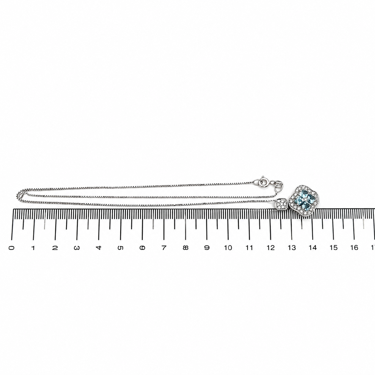 Collana con ciondolo - 18 carati Oro bianco - 1.48ct. tw. Acquamarina - Diamante