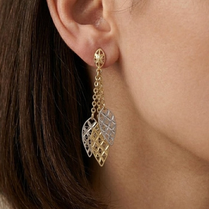 Orecchini - 18 carati Oro giallo, Oro bianco - Made in Italy - Handmade