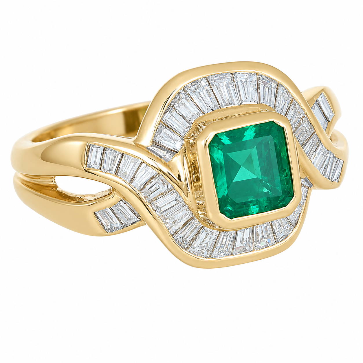Anello - 18 carati Oro giallo- 2.80ct. tw. Smeraldo - Diamante - Made in Italy - Handmade