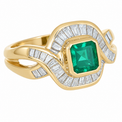 Anello - 18 carati Oro giallo- 2.80ct. tw. Smeraldo - Diamante - Made in Italy - Handmade