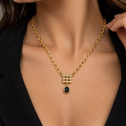 Collana con ciondolo - 18 carati Oro bianco, Oro giallo - 1.33ct. tw. Zaffiro - Diamante - Made in Italy - Handmade