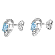 Orecchini - 18 carati Oro bianco - 0.83ct. tw. Acquamarina - Diamante