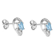 Orecchini - 18 carati Oro bianco - 0.83ct. tw. Acquamarina - Diamante