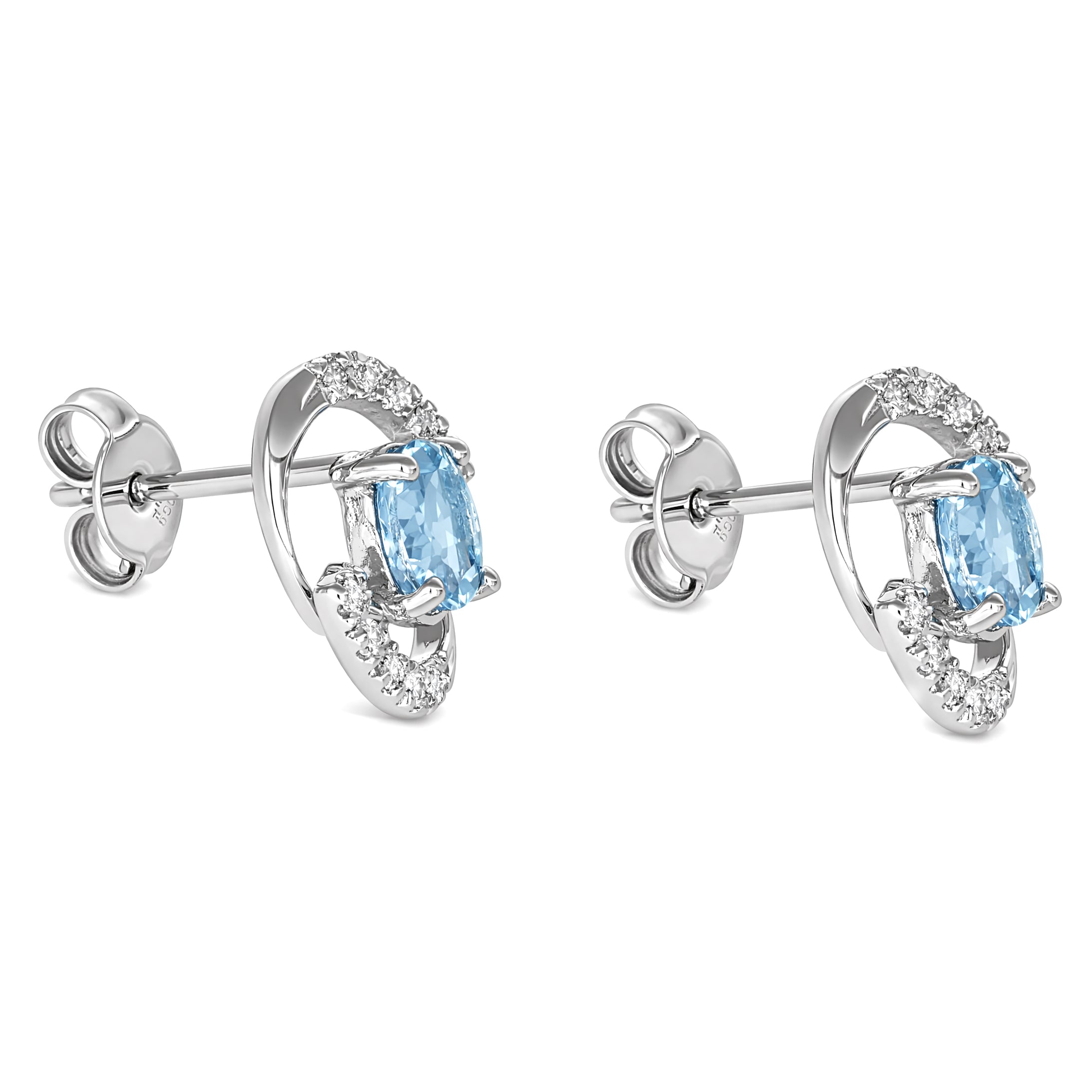 Orecchini - 18 carati Oro bianco - 0.83ct. tw. Acquamarina - Diamante