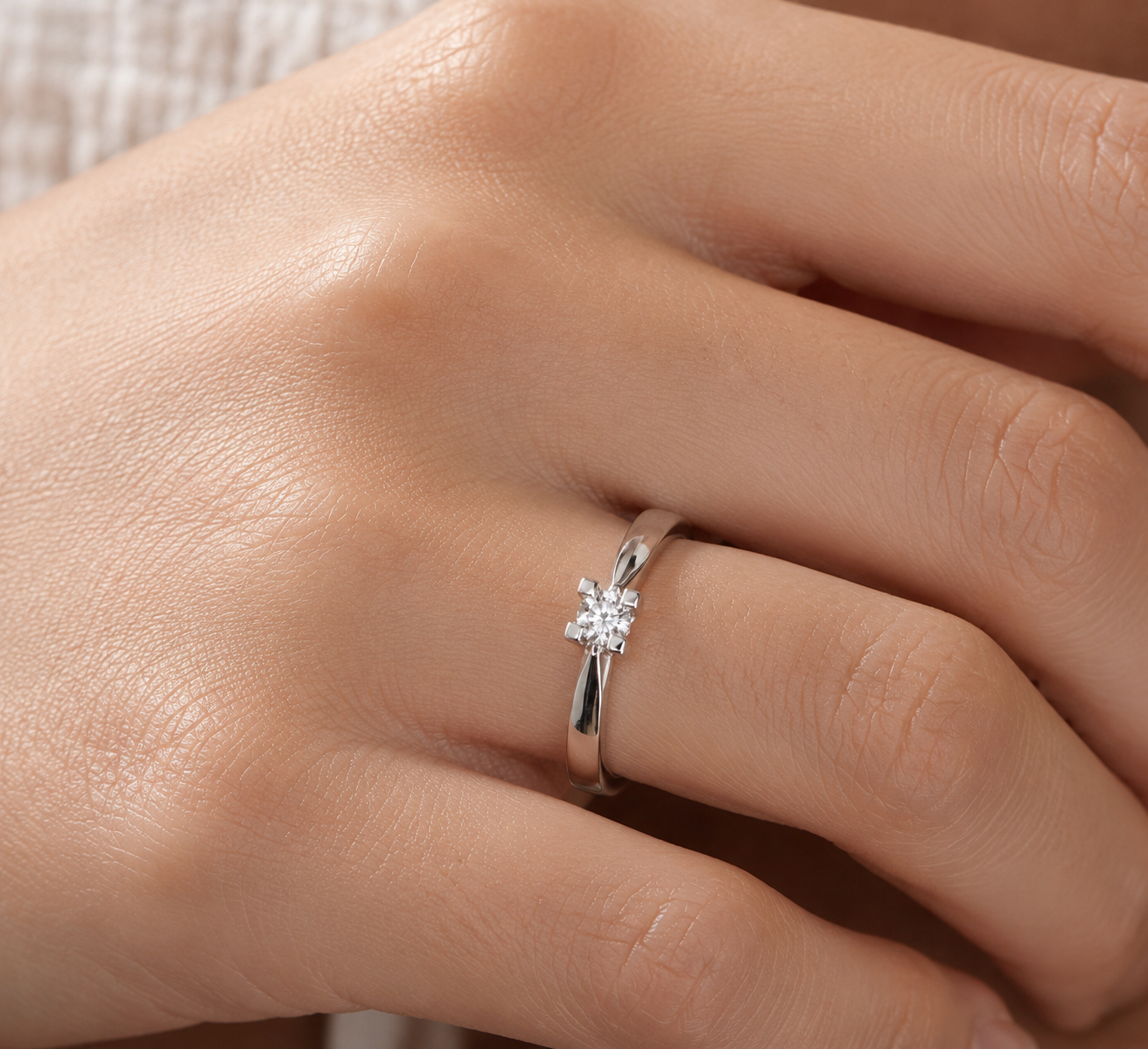 Anello - 18 carati Oro bianco - 0.20ct. tw. Diamante (Naturale) - Made in Italy - Handmade
