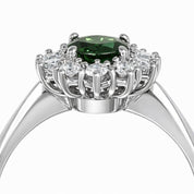 Anello - 18 carati Oro bianco - 1.27ct. tw. Tormalina - Diamante