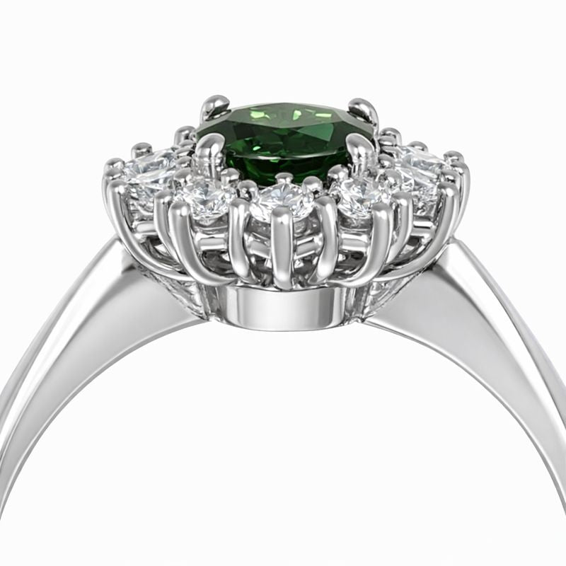 Anello - 18 carati Oro bianco - 1.27ct. tw. Tormalina - Diamante