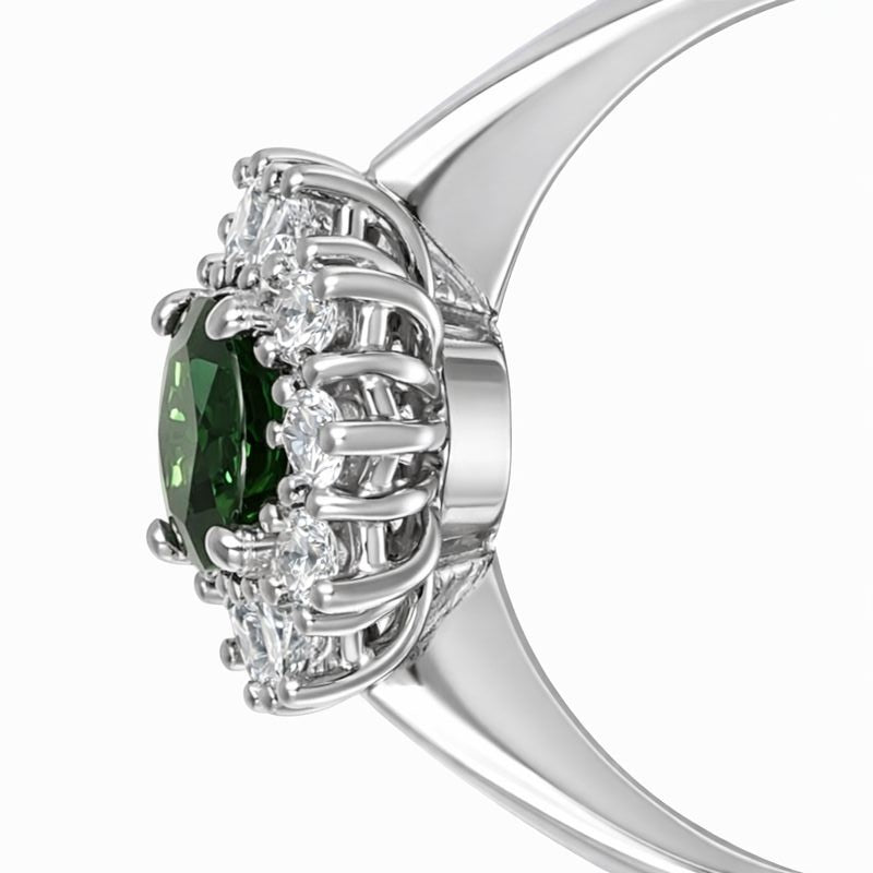 Anello - 18 carati Oro bianco - 1.27ct. tw. Tormalina - Diamante