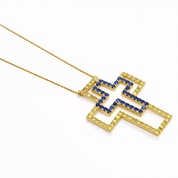 Collana con ciondolo - 18 carati Oro giallo - 1.47ct. tw. Zaffiro - Quarzo