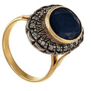 14 carati Oro giallo, Argento 925 - Anello - 10.00 ct Zaffiro - Ct 0.40 Diamanti