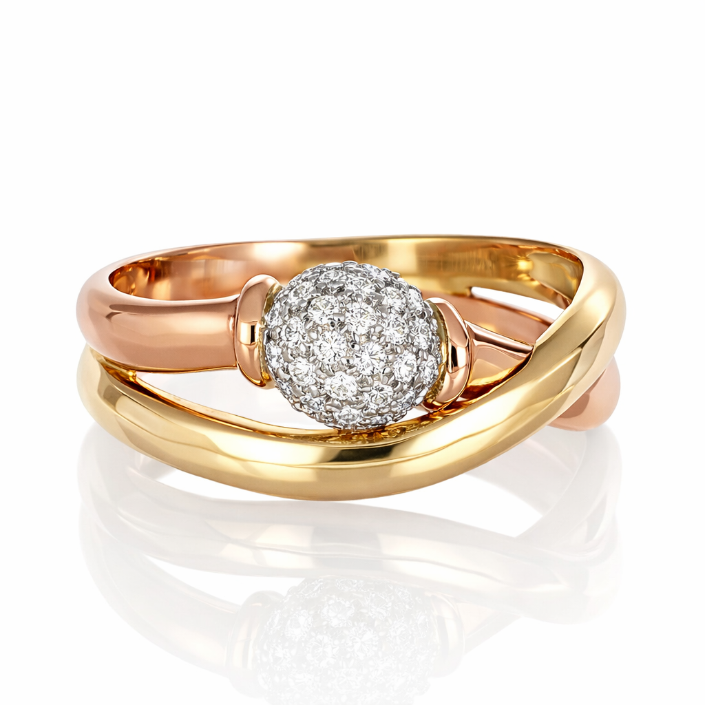 Anello in Oro Giallo , Oro bianco , Oro Rosa 18 carati con n 22 Diamanti