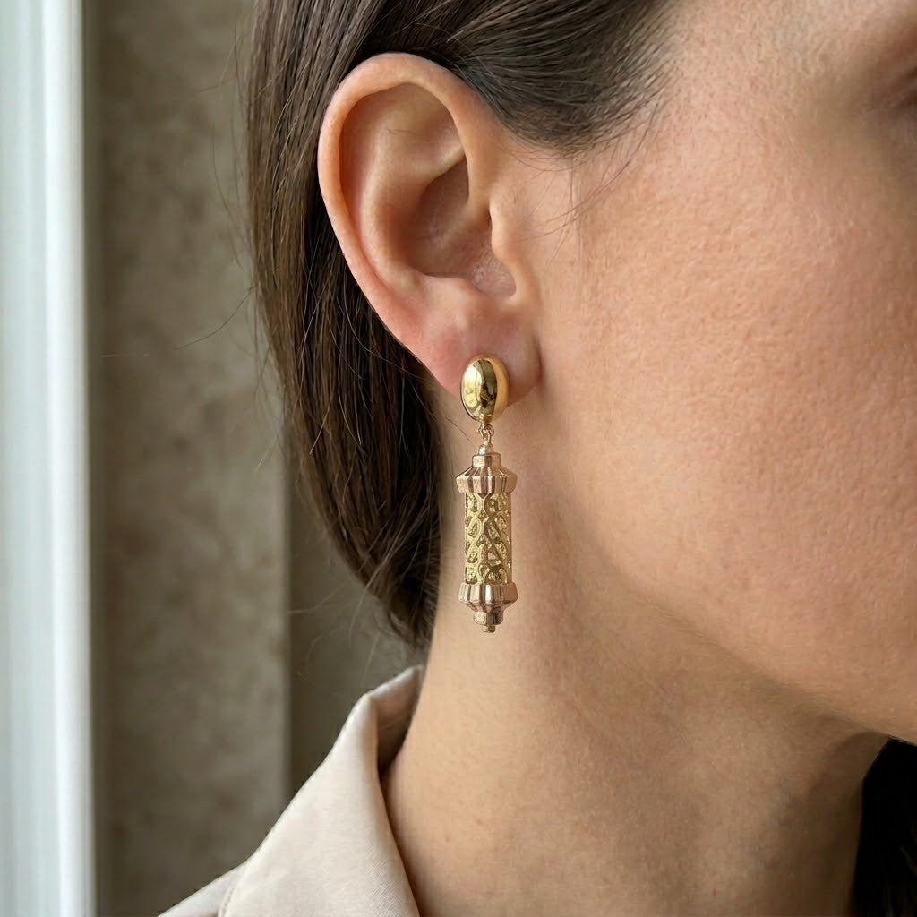 Orecchini - 18 carati Oro giallo, Oro rosa - Made in Italy - Handmade