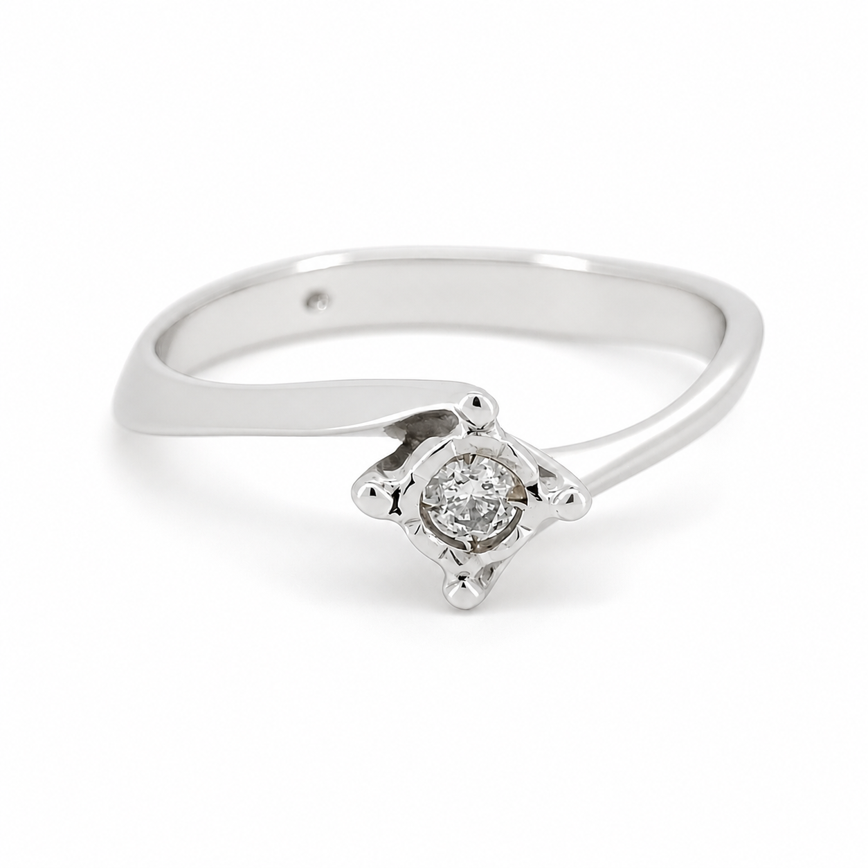 Anello - 18 carati Oro bianco - 0.08ct. tw. Diamante (Naturale) - Made in Italy - HandMade