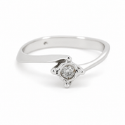 Anello - 18 carati Oro bianco - 0.08ct. tw. Diamante (Naturale) - Made in Italy - HandMade