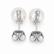 Orecchini - 18 carati Oro bianco - 0.10ct. tw. Diamante (Naturale) - Perla - Made in Italy - Handmade