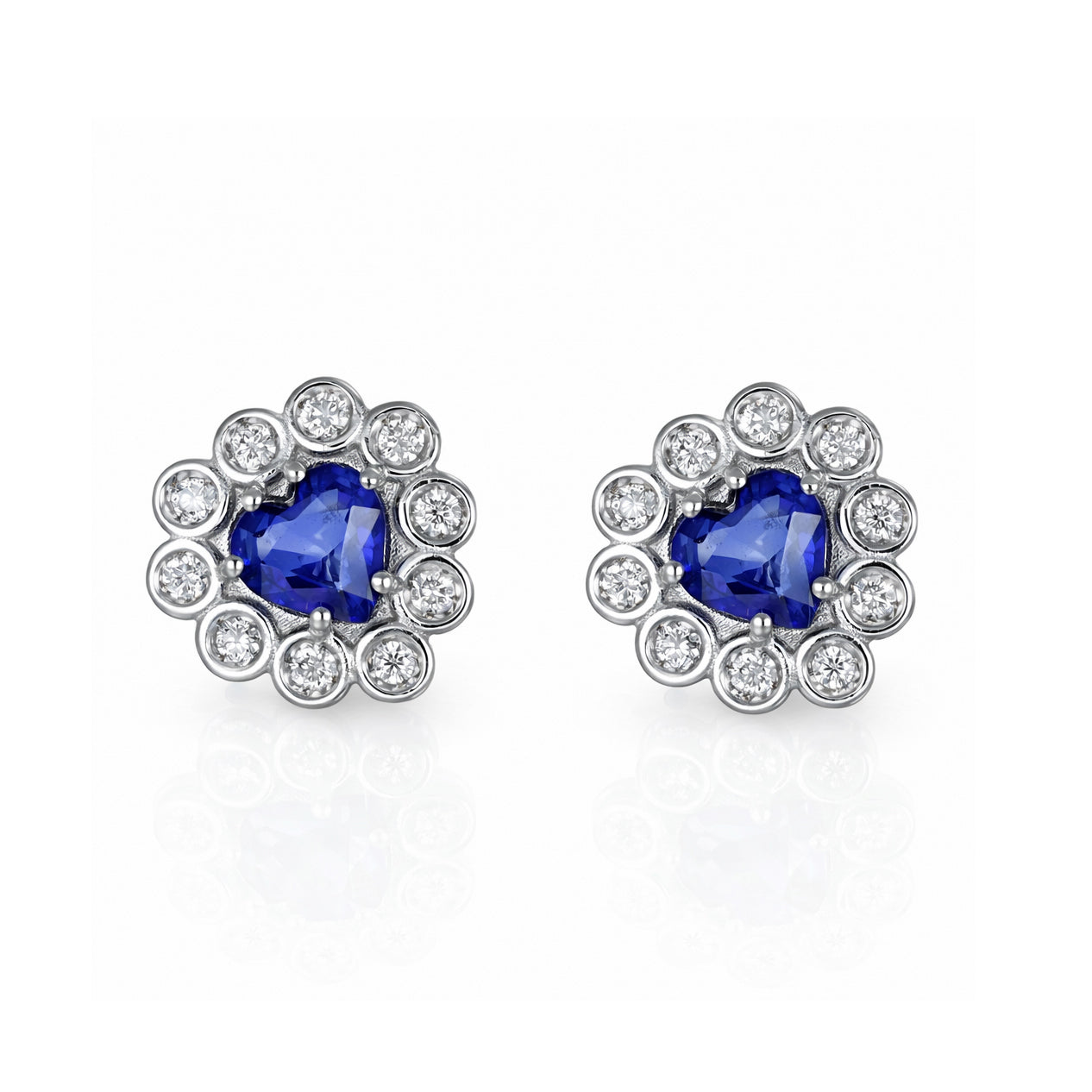 Orecchini - 18 carati Oro bianco - 1.90ct. tw. Zaffiro - Diamante