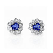 Orecchini - 18 carati Oro bianco - 1.90ct. tw. Zaffiro - Diamante
