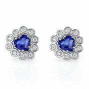 Orecchini - 18 carati Oro bianco - 1.90ct. tw. Zaffiro - Diamante