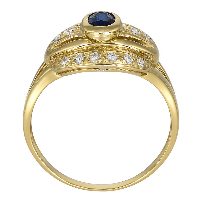 Anello - 18 carati Oro giallo - 0.58ct. tw. Zaffiro - Diamante