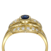 Anello - 18 carati Oro giallo - 0.58ct. tw. Zaffiro - Diamante