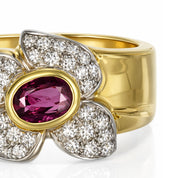 Anello - 18 carati Oro bianco, Oro giallo - 1.20ct. tw. Rubino - Diamante