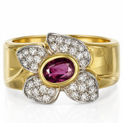 Anello - 18 carati Oro bianco, Oro giallo - 1.20ct. tw. Rubino - Diamante