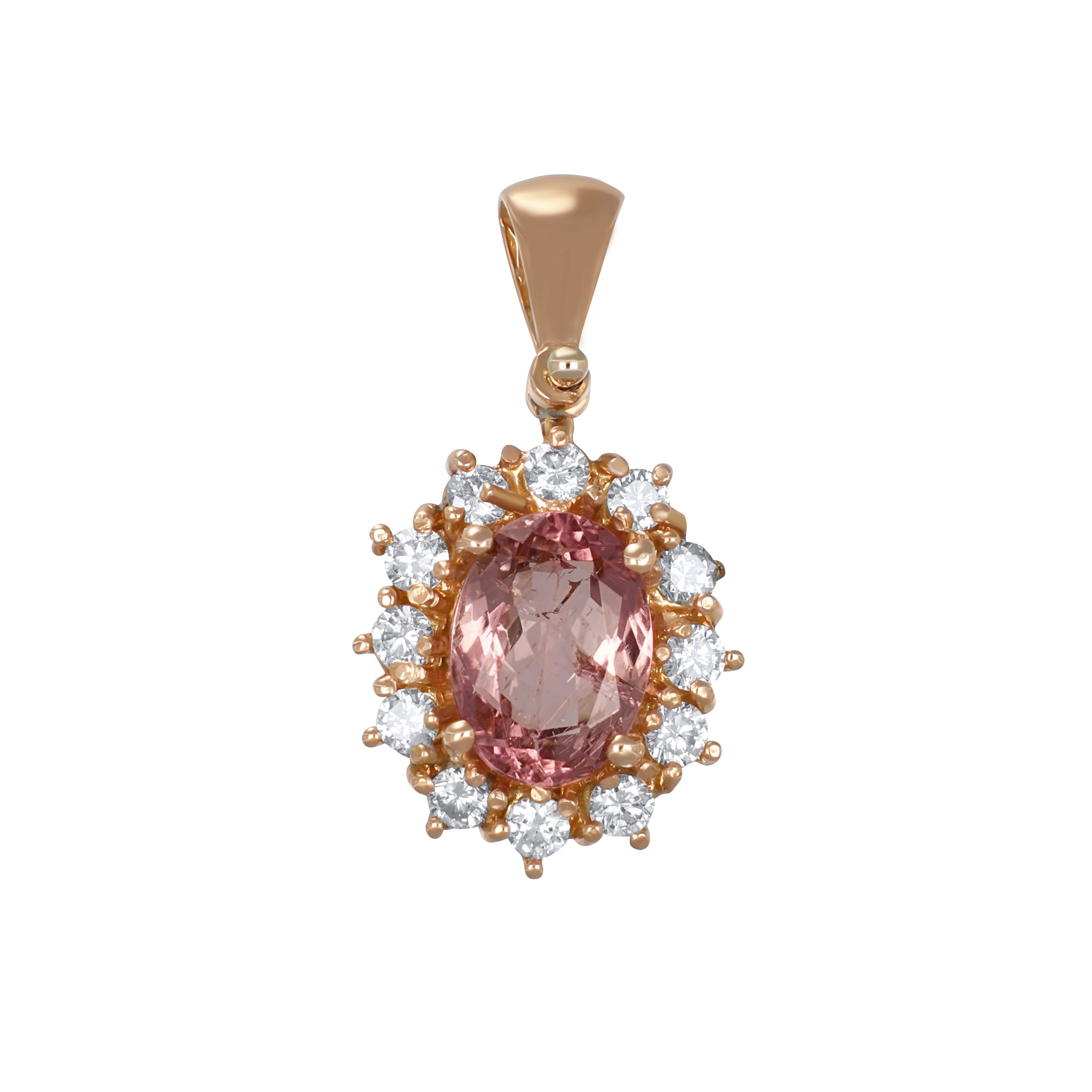 Ciondolo - 18 carati Oro giallo - 1.86ct. tw. Tormalina - Diamante