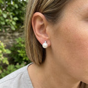 Orecchini - 18 carati Oro bianco - 0.10ct. tw. Diamante (Naturale) - Perla - Made in Italy - Handmade