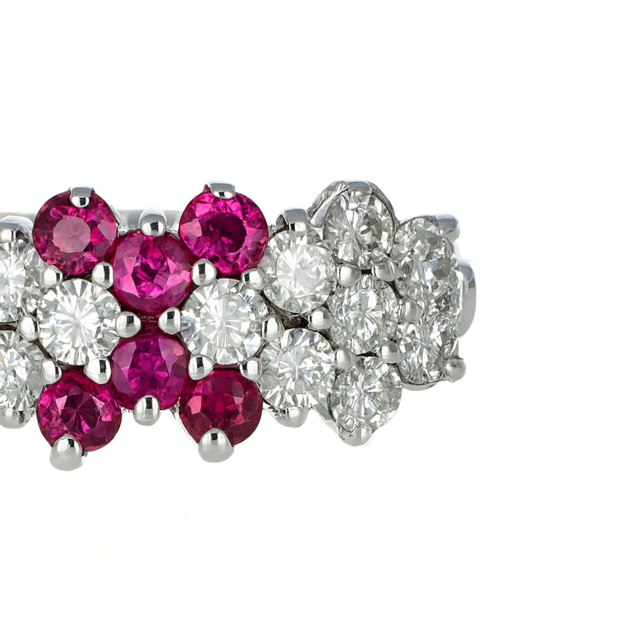 Anello - 18 carati Oro bianco - 0.64ct. tw. Diamante (Naturale) - Rubino