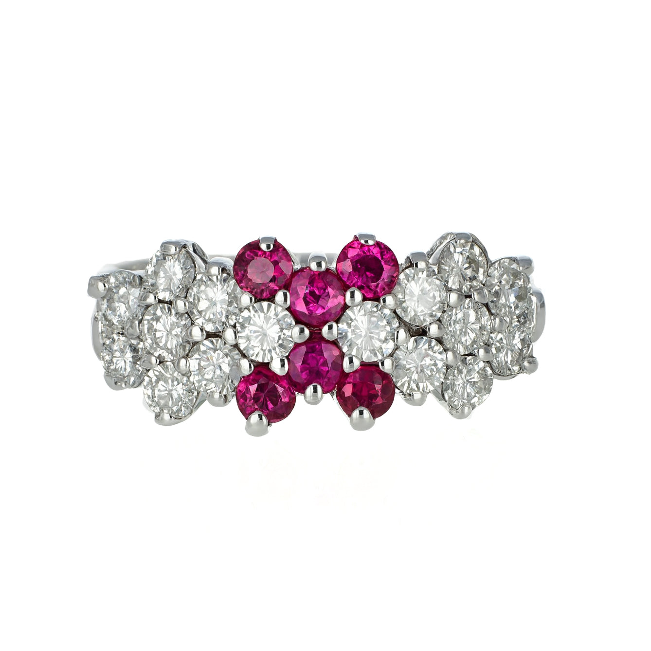 Anello - 18 carati Oro bianco - 0.64ct. tw. Diamante (Naturale) - Rubino