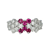 Anello - 18 carati Oro bianco - 0.64ct. tw. Diamante (Naturale) - Rubino