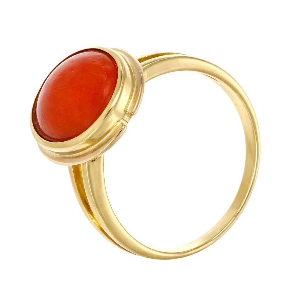 Anello - 18 carati Oro giallo Corallo