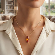 Collana con ciondolo - 18 carati Oro giallo - 7.00ct. tw. Quarzo - Made in Italy - Handmade