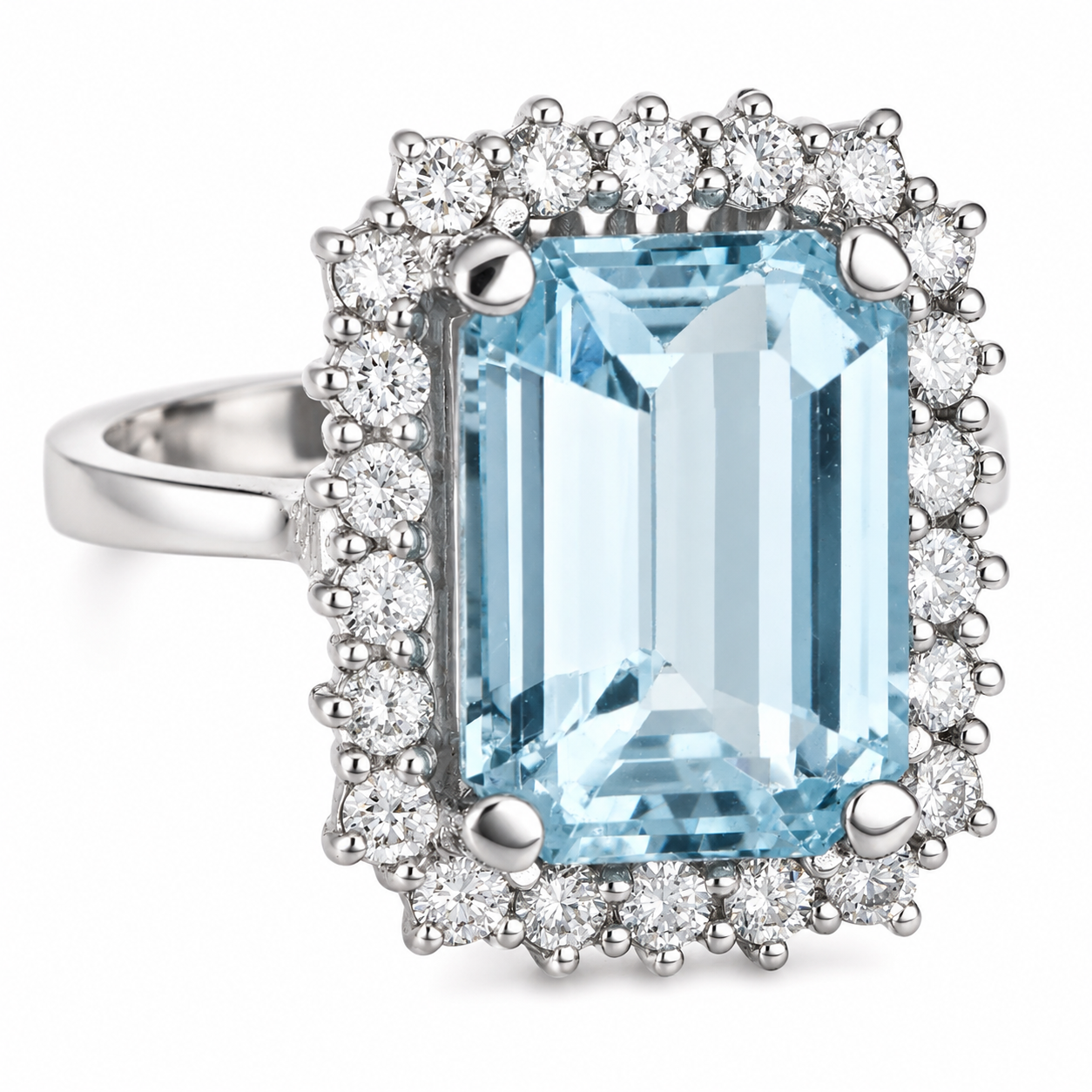 Anello - 18 carati Oro bianco - 6.01ct. tw. Acquamarina - Diamante - Made in Italy - Handmade