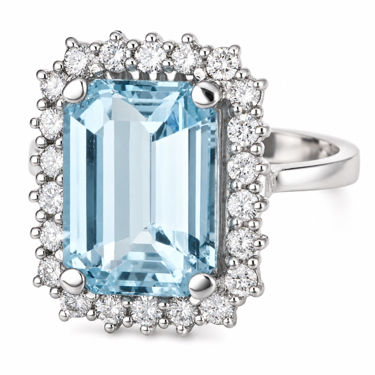Anello - 18 carati Oro bianco - 6.01ct. tw. Acquamarina - Diamante - Made in Italy - Handmade