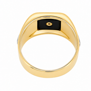 Anello - 18 carati Oro bianco, Oro giallo Onice - Diamante - Made in Italy - Handmade