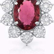Ciondolo - 18 carati Oro bianco - 2.24ct. tw. Tormalina - Diamante
