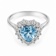 Anello - 18 carati Oro bianco- 1.38ct. tw. Topazio - Diamante - Handmade - Made in Italy